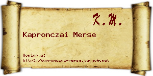 Kapronczai Merse névjegykártya